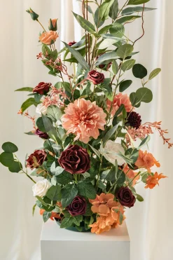 Altar Decor Free-Standing Flowers in Sunset Terracotta