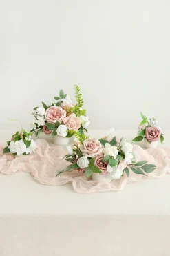 Assorted Floral Centerpiece Set in Dusty Rose & Cream | Clearance