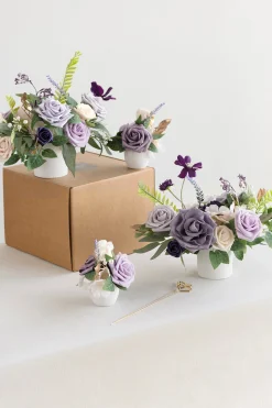 Assorted Floral Centerpiece Set in Lilac & Gold | Clearance