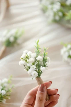 Boutonnieres for Guests in Baby's Breath
