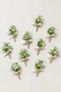 Boutonnieres for Guests in White & Sage | Clearance