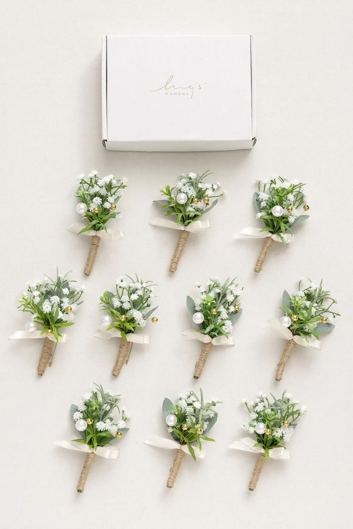Boutonnieres for Guests in White & Sage | Clearance