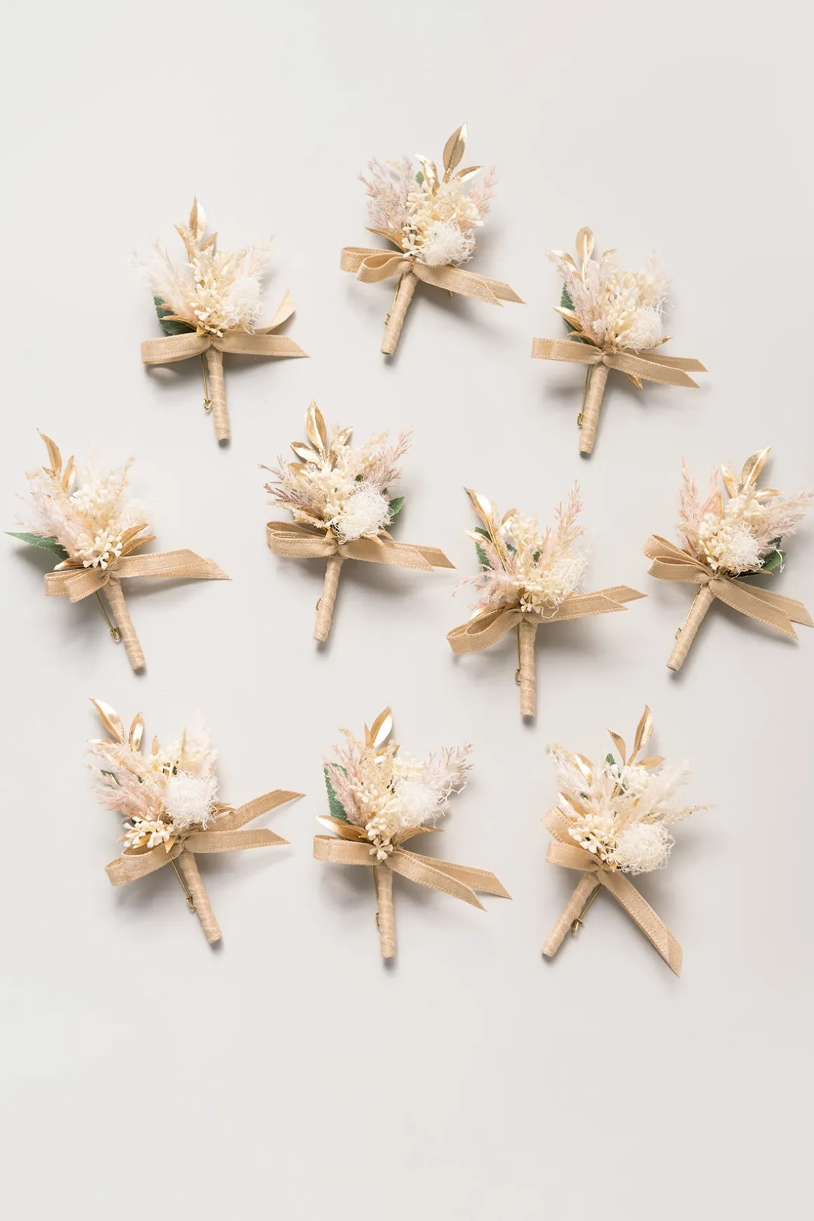Boutonnieres for Guests in White & Beige | Clearance
