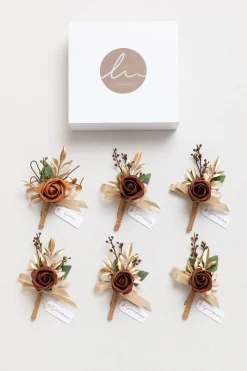 Boutonnieres in Amber - Set of 6