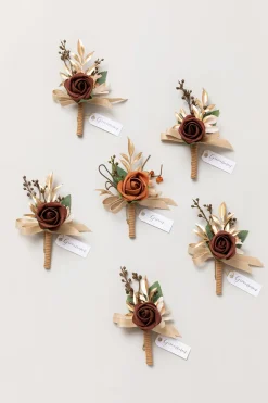 Boutonnieres in Amber - Set of 6