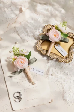 Boutonnieres in Blush & Cream (Set of 2)