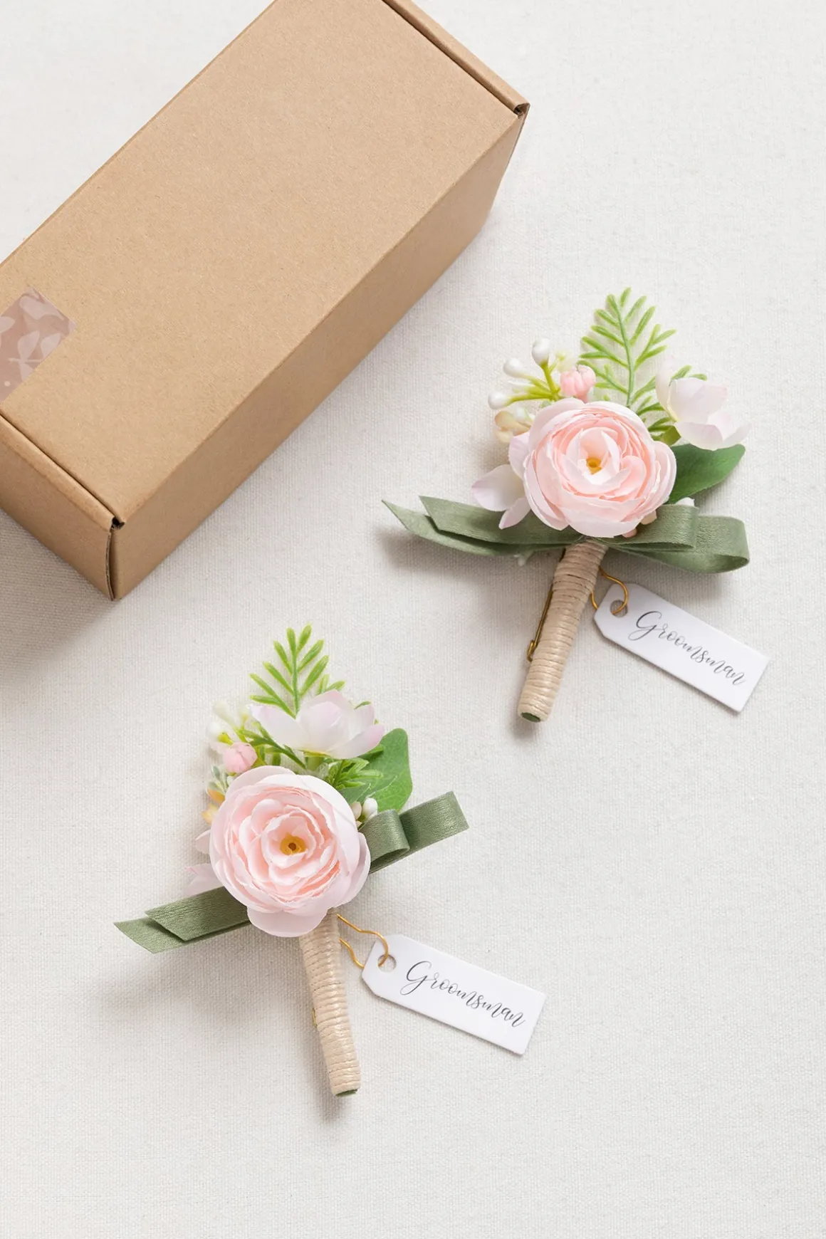 Boutonnieres in Blush & Cream (Set of 2)