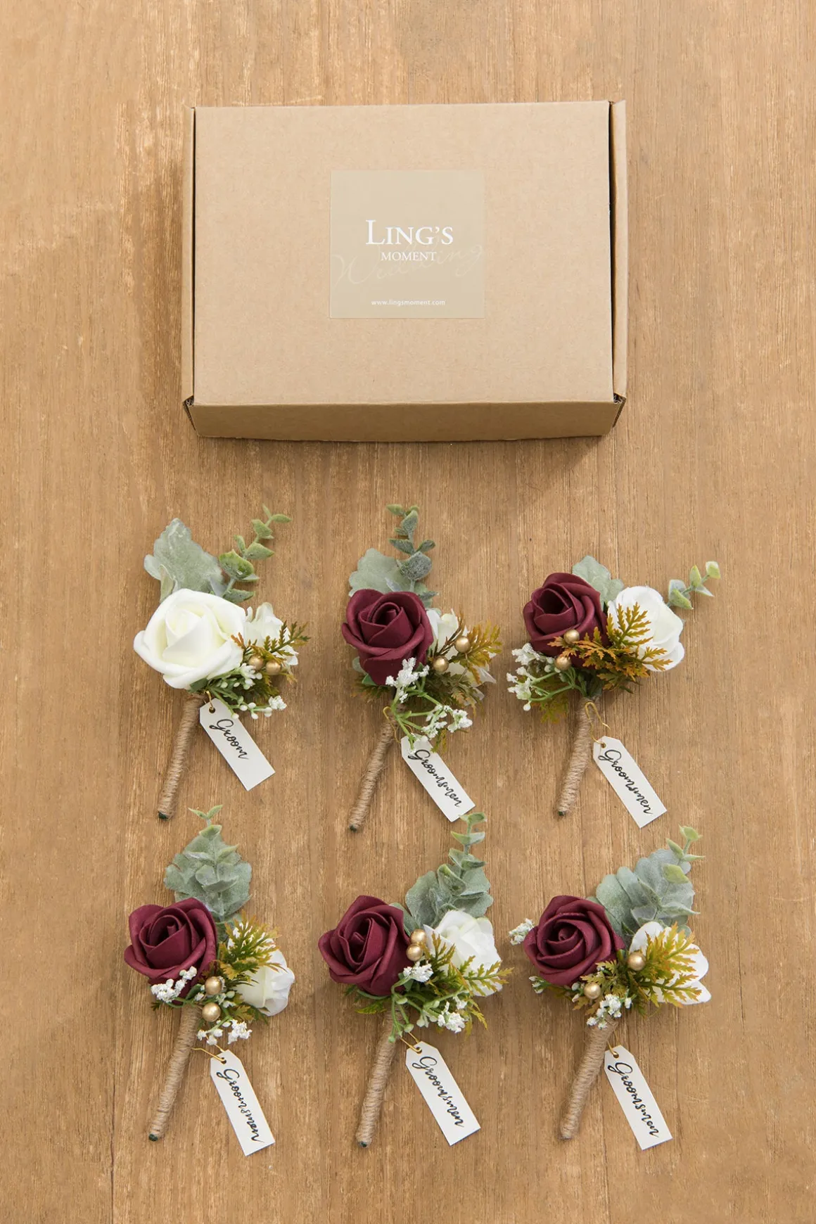 Boutonnieres in Burgundy