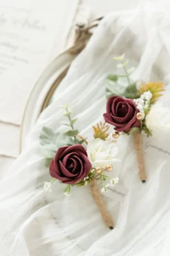 Boutonnieres in Burgundy
