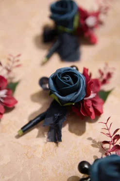 Boutonnieres in Burgundy & Navy | Clearance