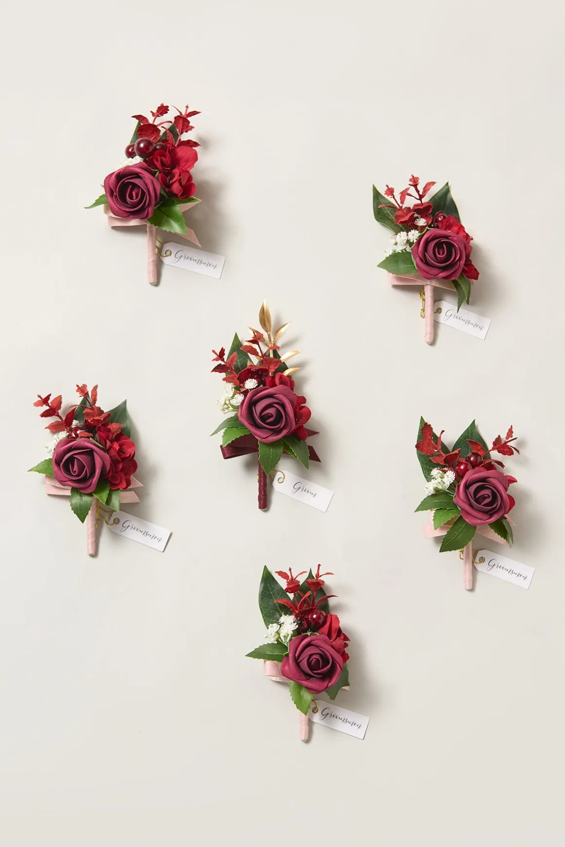 Boutonnieres in Classic Marsala (Set of 6)