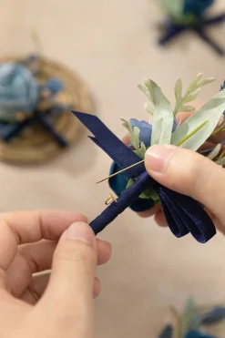 Boutonnieres in Dutch Blue & Navy Blue
