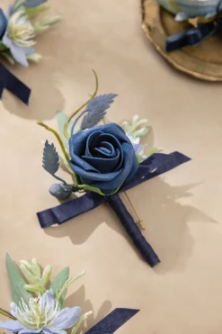 Boutonnieres in Dutch Blue & Navy Blue