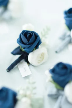 Boutonnieres in Dutch Blue & Navy Blue (Set of 2)
