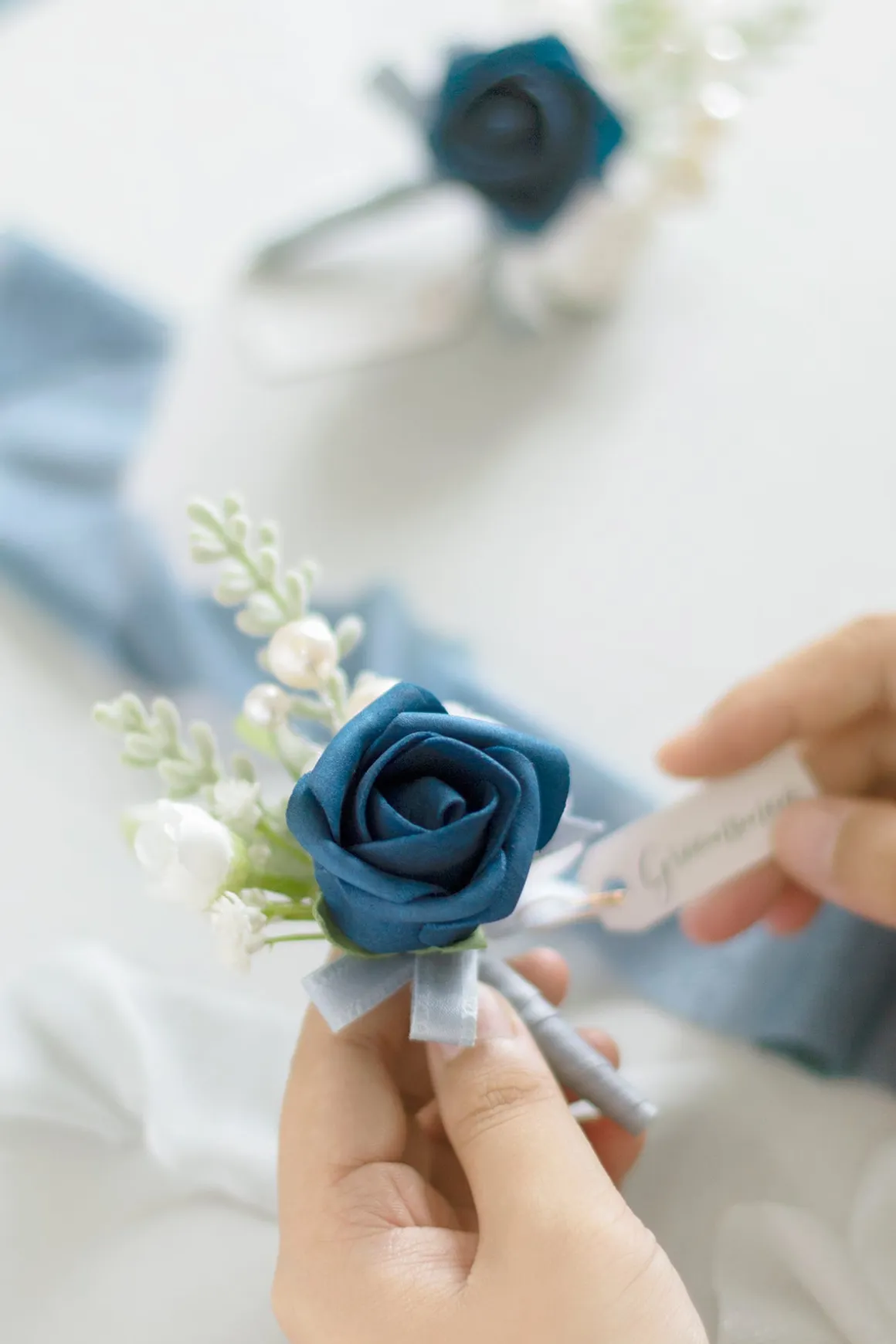 Boutonnieres in Dutch Blue & Navy Blue (Set of 2)