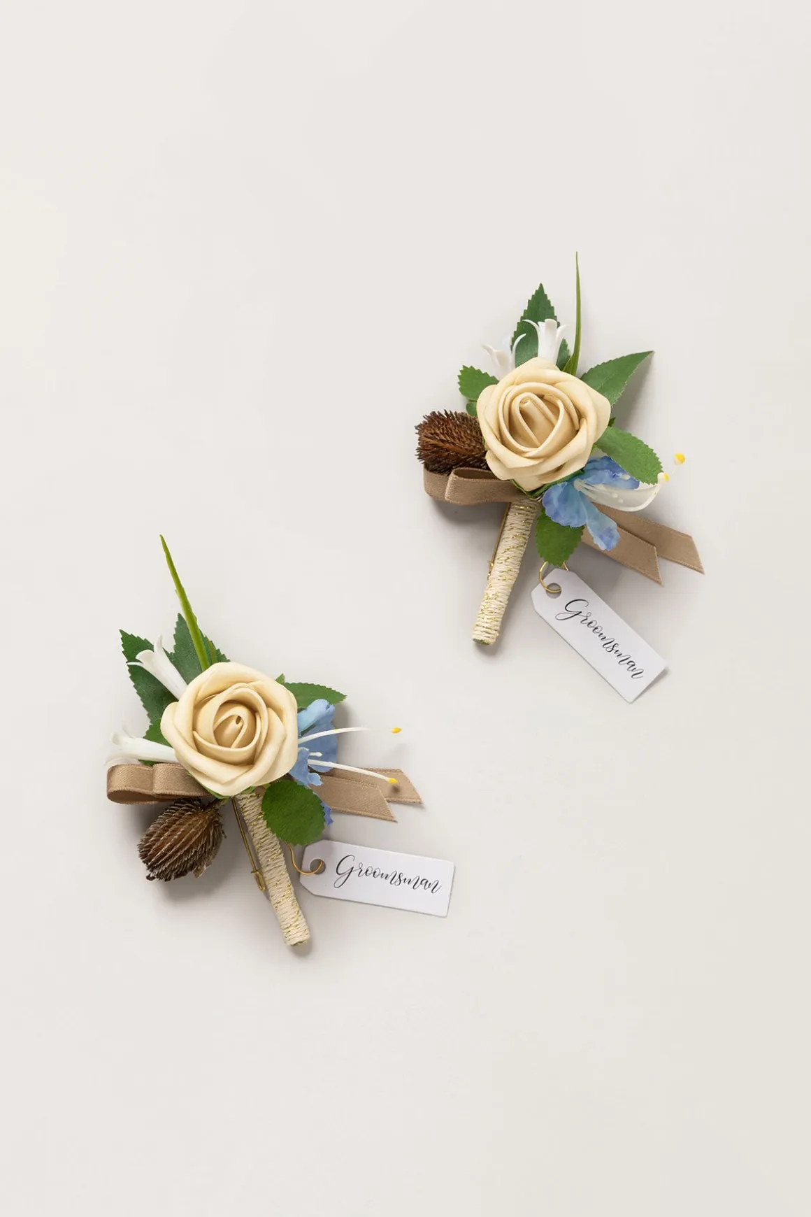 Boutonnieres in Earth Brown & Tawny Beige | Clearance