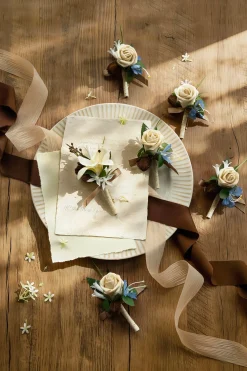 Boutonnieres in Earth Brown & Tawny Beige | Clearance