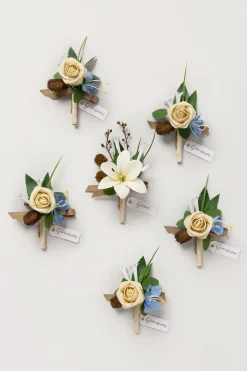 Boutonnieres in Earth Brown & Tawny Beige | Clearance
