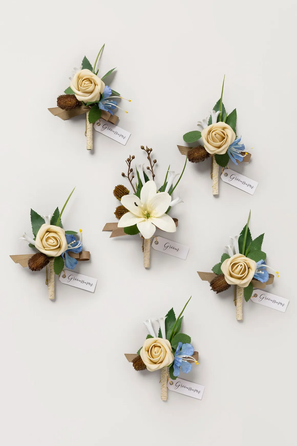 Boutonnieres in Earth Brown & Tawny Beige | Clearance