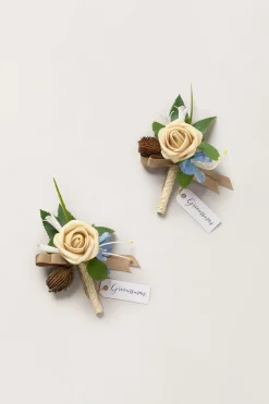 Boutonnieres in Earth Brown & Tawny Beige (Set of 2)