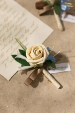 Boutonnieres in Earth Brown & Tawny Beige (Set of 2)