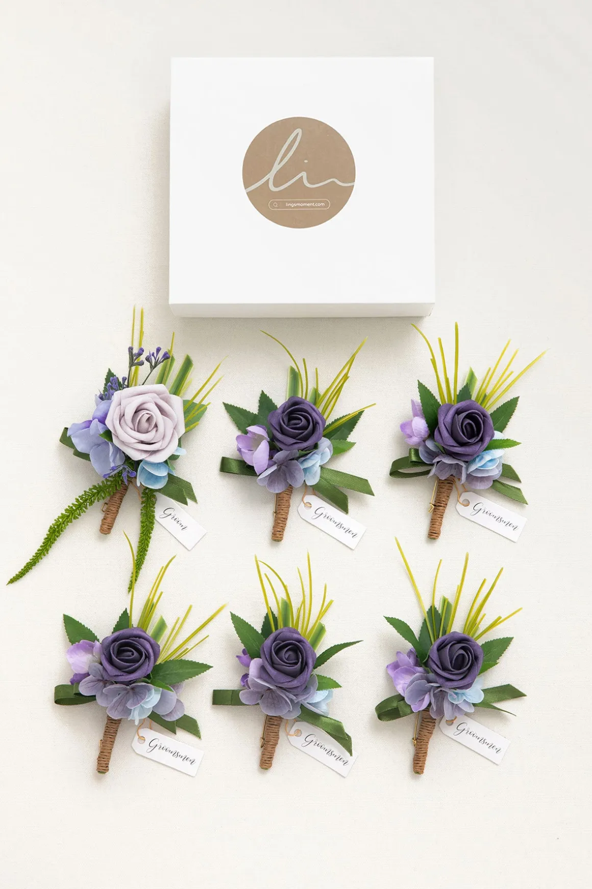 Boutonnieres in Ethereal Purple Dream