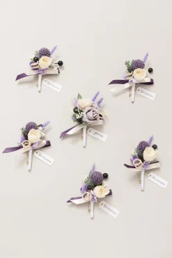 Boutonnieres in French Lavender & Plum