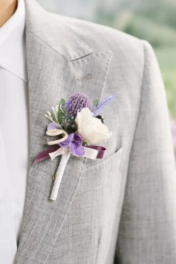 Boutonnieres in French Lavender & Plum