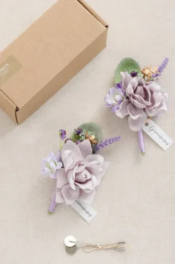 Boutonnieres in Lilac & Gold (Set of 2)