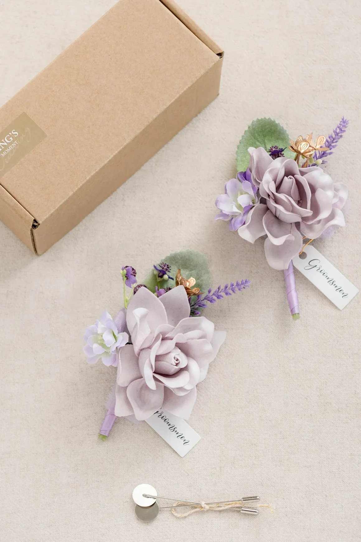 Boutonnieres in Lilac & Gold (Set of 2)