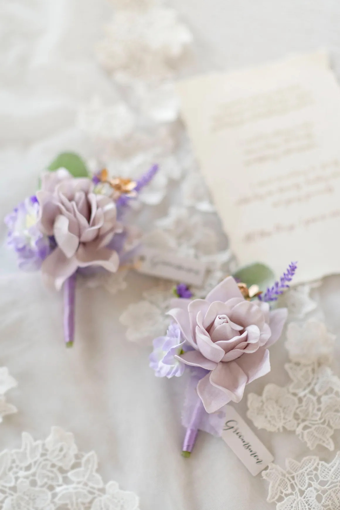 Boutonnieres in Lilac & Gold (Set of 2)