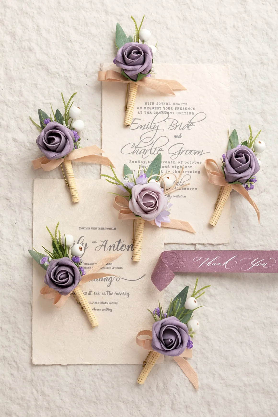 Boutonnieres in Lilac (Set of 6) | Clearance
