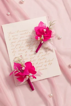 Boutonnieres in Magenta & Berry Pink