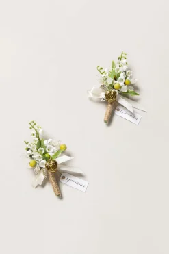 Boutonnieres in May Lily & Olive (Set of 2) | Clearance