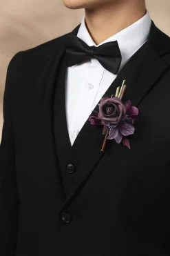 Boutonnieres in Plum Velvet Wedding