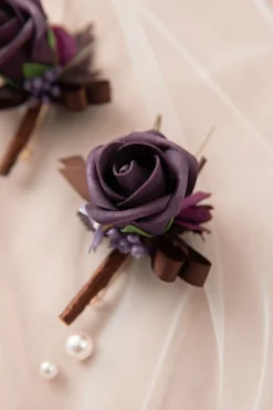 Boutonnieres in Plum Velvet Wedding