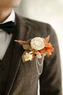 Boutonnieres in Rust & Sepia | Clearance
