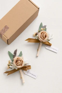 Boutonnieres in Sand Beige & Sage | Clearance