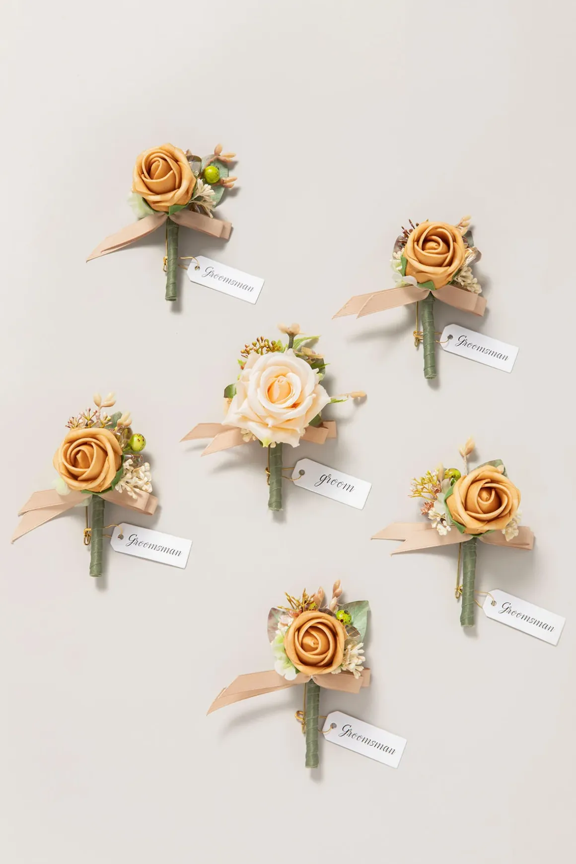 Boutonnieres in Sunny Peach & Apricot | Clearance