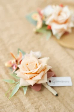 Boutonnieres in Sunset Terracotta