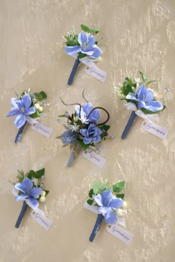Boutonnieres in Timeless French Blue & White