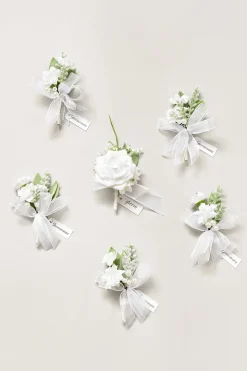 Boutonnieres in Timeless White