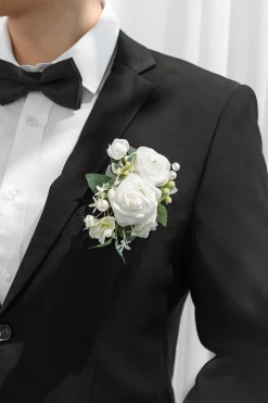 Boutonnieres in Timeless White