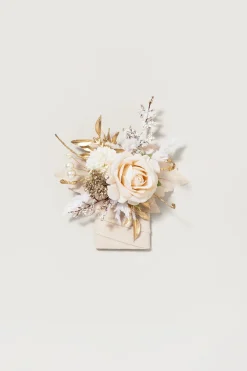 Boutonnieres in White & Beige