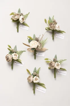 Boutonnieres in White & Beige