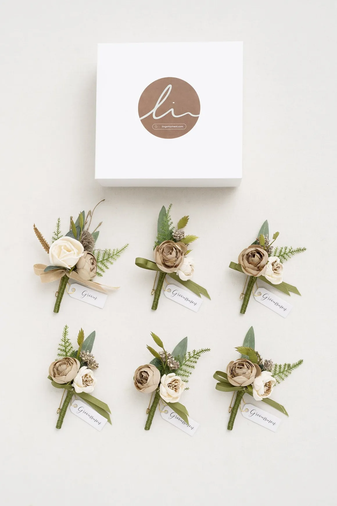 Boutonnieres in White & Beige | Clearance