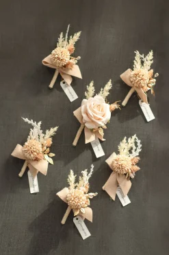 Boutonnieres in White & Beige (Set of 6) | Clearance