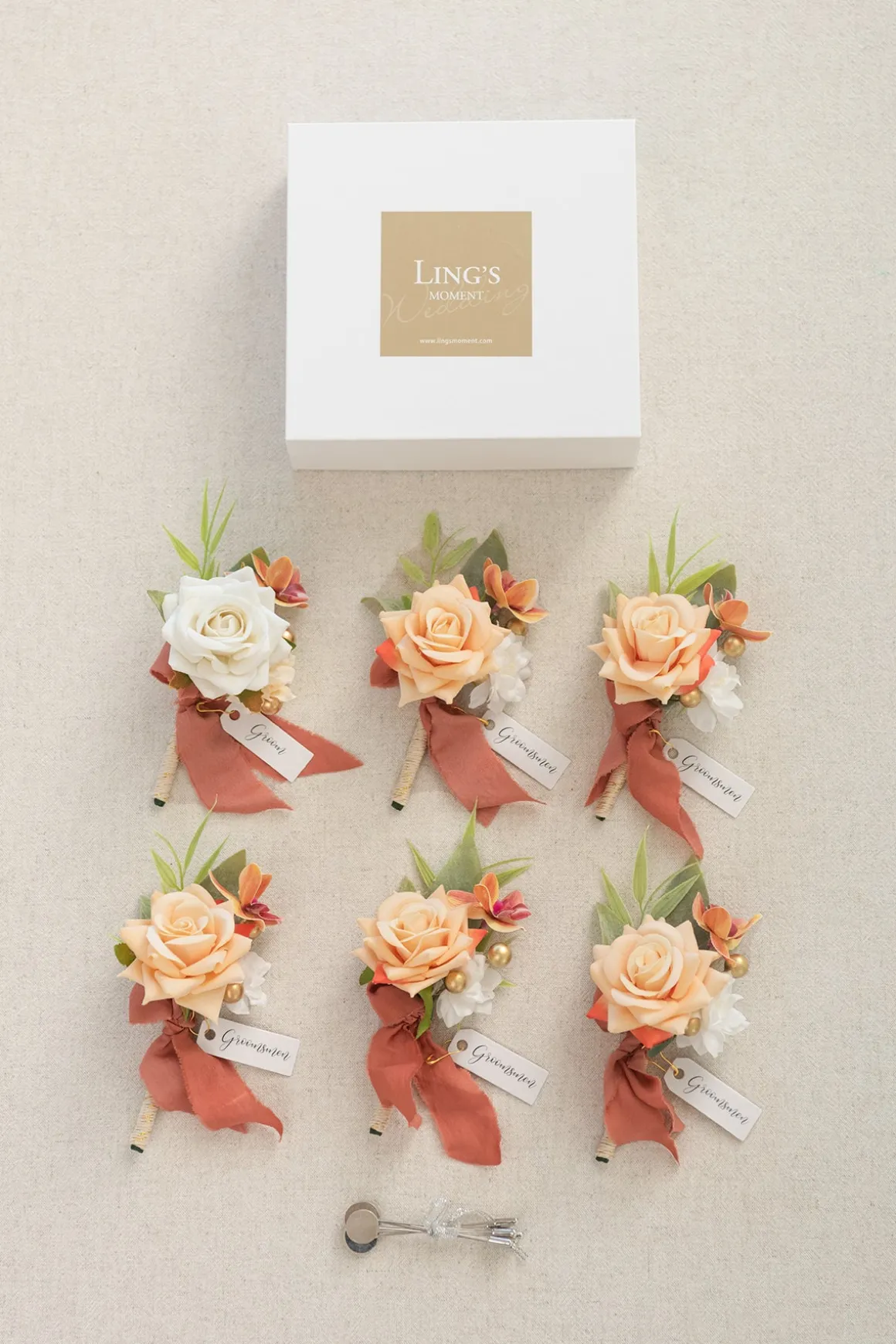Boutonnieres - Sunset Terracotta (Set of 6)