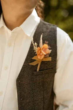 Boutonniere & Wrist Corsage Set - Rust & Sepia