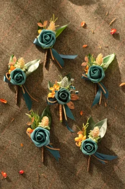 Bridal Flower Package in Dark Teal & Burnt Orange | Clearance